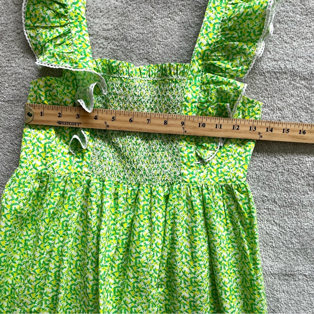 TUCKERNUCK DITSY FLORAL RUFFLE SLEEVE SMOCKED CHEST MIDI DRESS SIZE SMALL - Picture 7 of 10